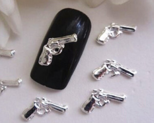 50pcs-007-bang-bang-shot-gun-3d-nail-art-silver-sparkly-guns-pistols-alloy-metal-nail
