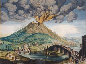 Il ponte della Maddalena durante l'eruzione del 1631