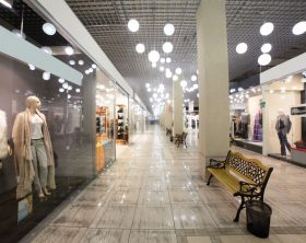 modern interior and windows in fashionable shopping mall